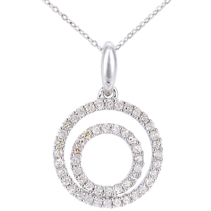 9ct White Gold  0.26ct Diamond Circle Pendant Necklace 18 inch - PP0AXL6004W