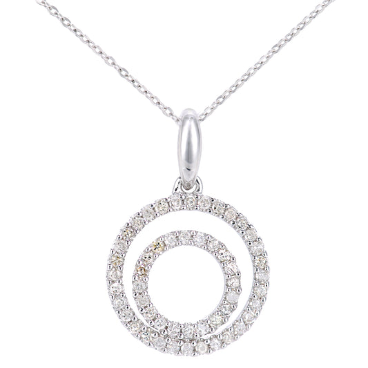 9ct White Gold  0.26ct Diamond Circle Pendant Necklace 18 inch - PP0AXL6004W