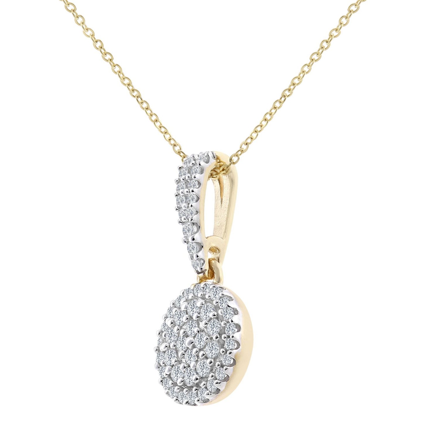 9ct Gold  Round 0.4ct Diamond Halo Pendant Necklace 18 inch - PP0AXL6018Y