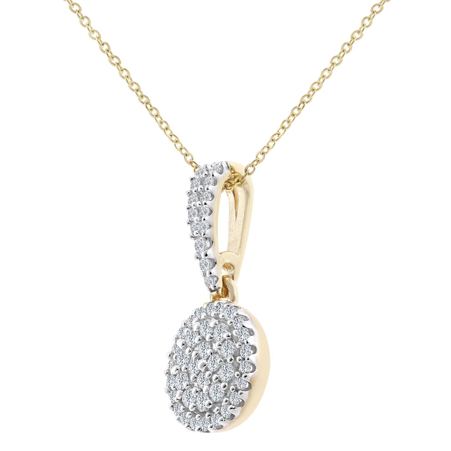 9ct Gold  Round 0.4ct Diamond Halo Pendant Necklace 18 inch - PP0AXL6018Y