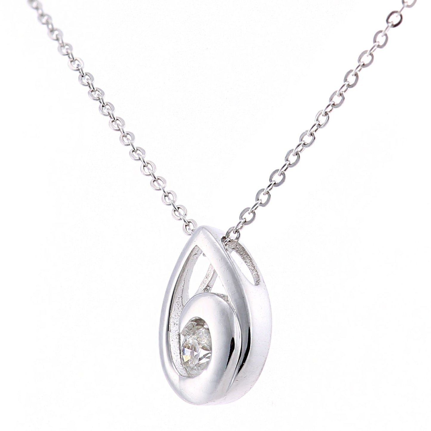 9ct White Gold  9pts Diamond Teardrop Pendant Necklace 18 inch - PP0AXL6027W