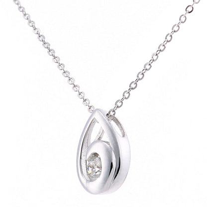 9ct White Gold  9pts Diamond Teardrop Pendant Necklace 18 inch - PP0AXL6027W