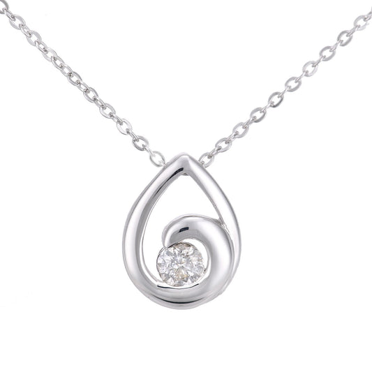 9ct White Gold 9pts Diamond Teardrop Pendant Necklace 18 inch - PP0AXL6027W