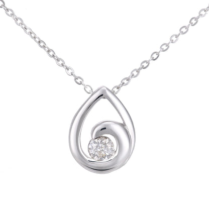 9ct White Gold  9pts Diamond Teardrop Pendant Necklace 18 inch - PP0AXL6027W
