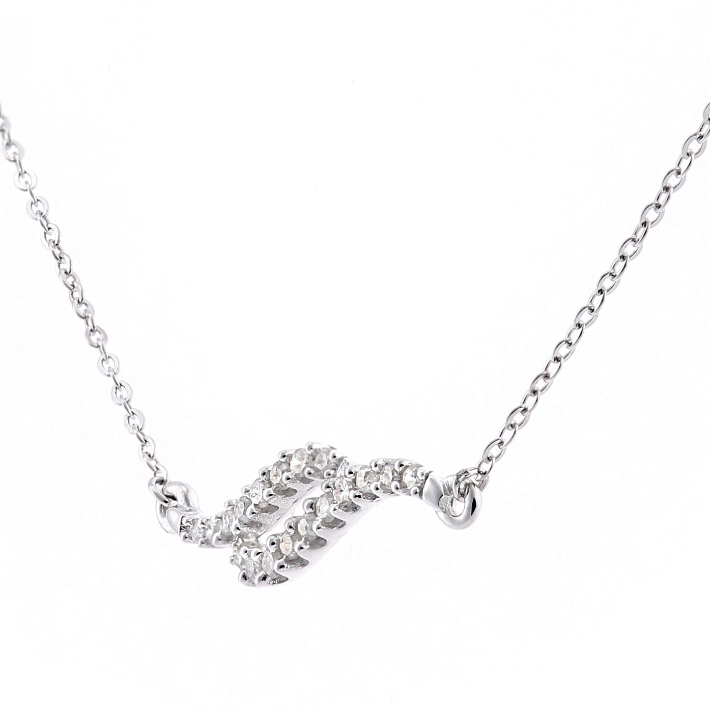 9ct White Gold  Round 9pts Diamond Twist Lavalier Necklace 18 inch - PP0AXL6044W