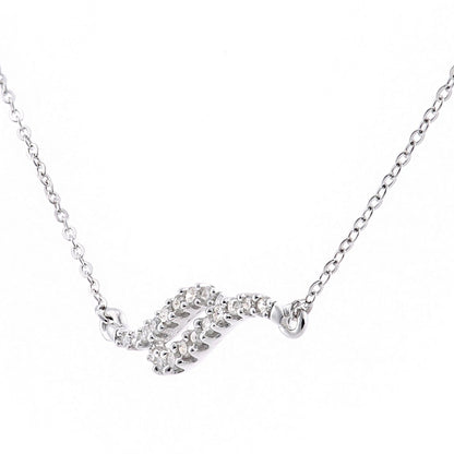 9ct White Gold  Round 9pts Diamond Twist Lavalier Necklace 18 inch - PP0AXL6044W