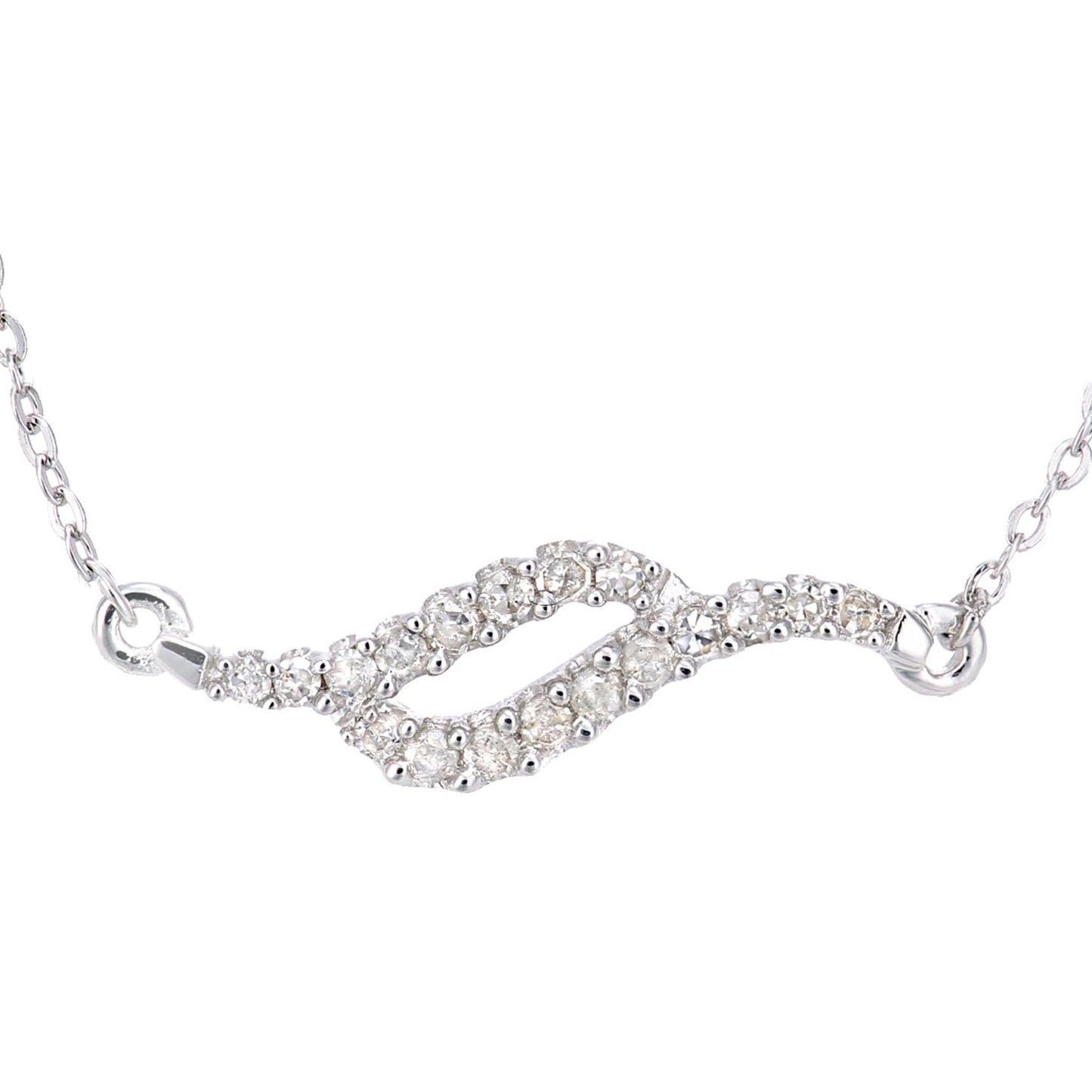 9ct White Gold  Round 9pts Diamond Twist Lavalier Necklace 18 inch - PP0AXL6044W