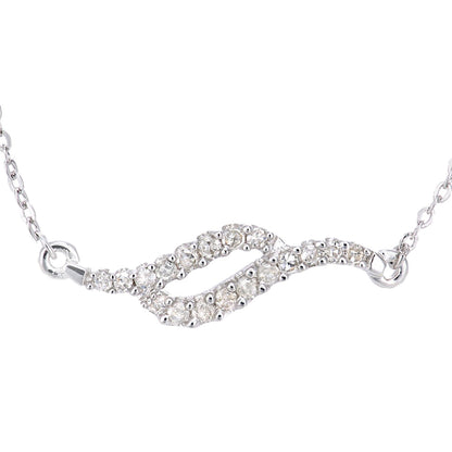 9ct White Gold  Round 9pts Diamond Twist Lavalier Necklace 18 inch - PP0AXL6044W
