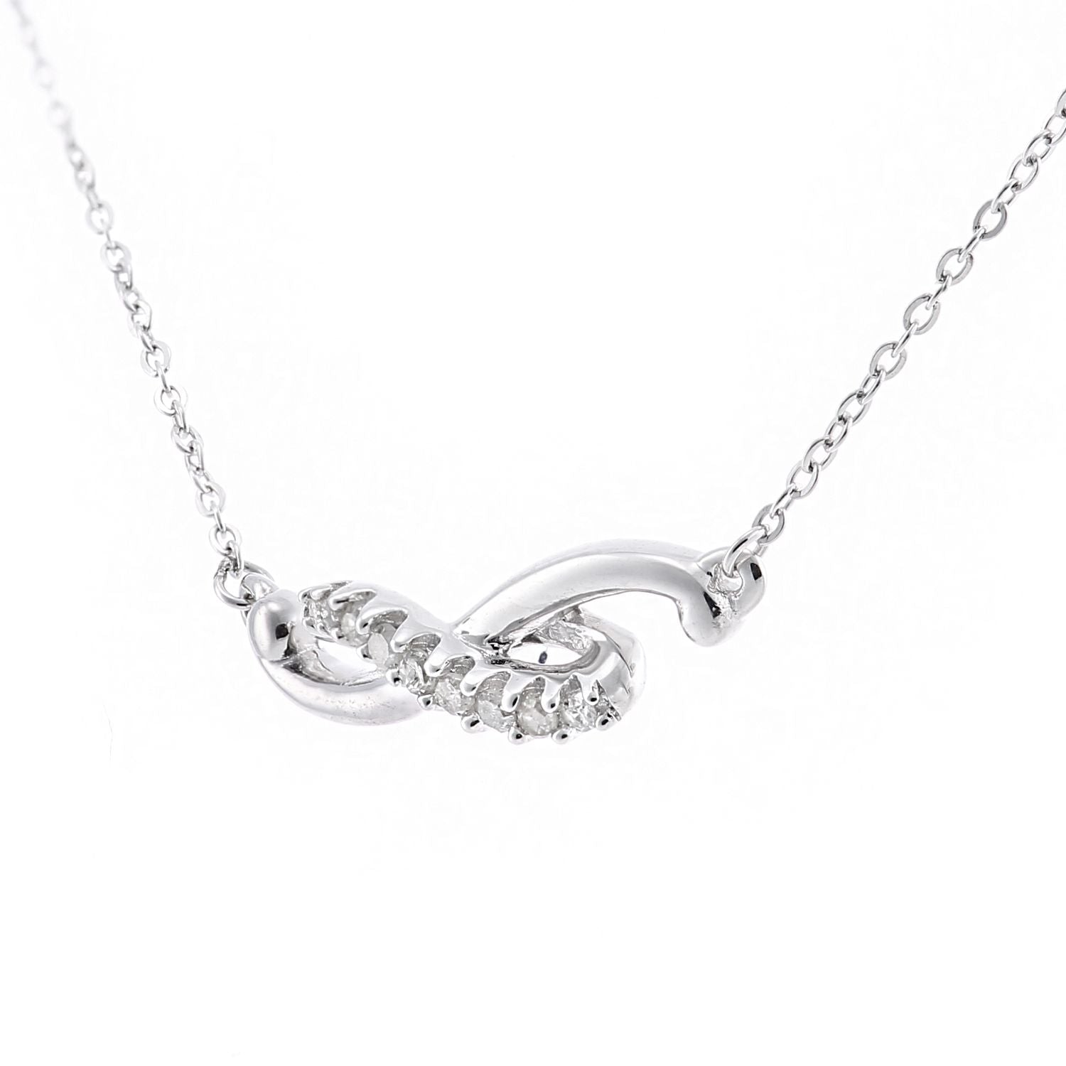 9ct White Gold  Round 5pts Diamond Twist Lavalier Necklace 18 inch - PP0AXL6045W