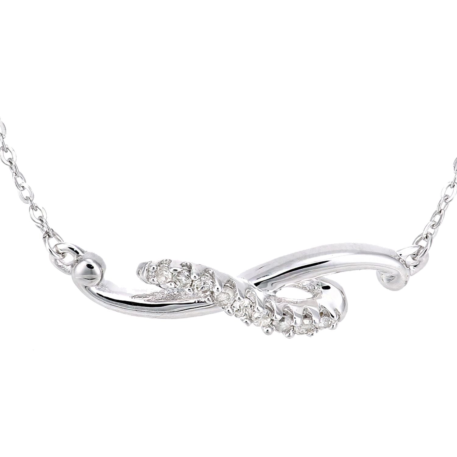 9ct White Gold  Round 5pts Diamond Twist Lavalier Necklace 18 inch - PP0AXL6045W