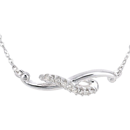 9ct White Gold  Round 5pts Diamond Twist Lavalier Necklace 18 inch - PP0AXL6045W