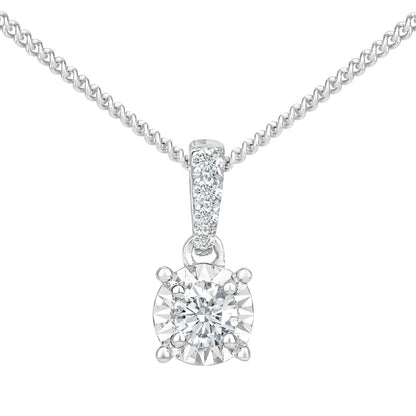 18ct White Gold  10pts Diamond 2pts Solitaire Pendant Necklace 18" - PP0AXL6125W18