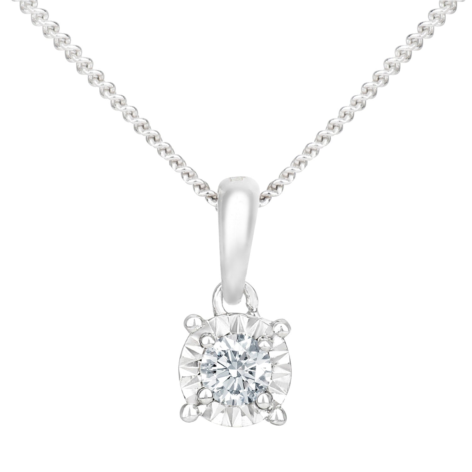 18ct White Gold  10pts Diamond Solitaire Pendant Necklace 18 inch - PP0AXL6126W18