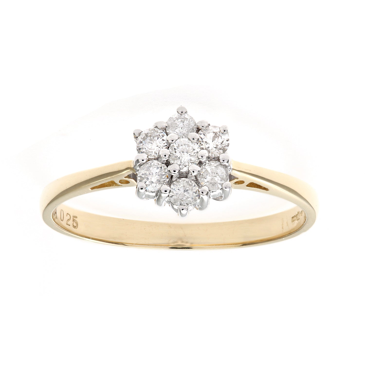 18ct Gold  Round 1/4ct Diamond 7 Stone Classic Cluster Ring - PR0AXL159418KY