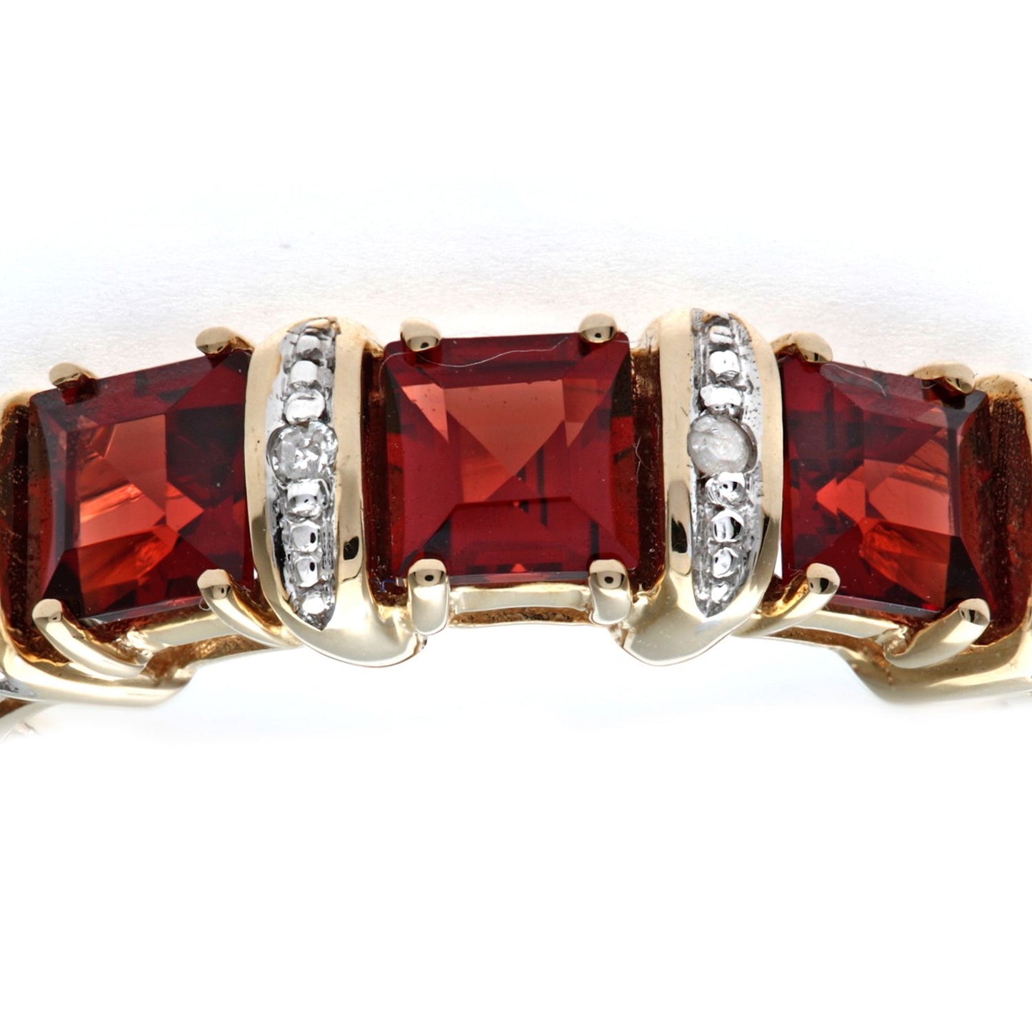 9ct Gold  2pts Diamond 1.36ct Garnet Eternity Trilogy Ring - PR0AXL1810YGT