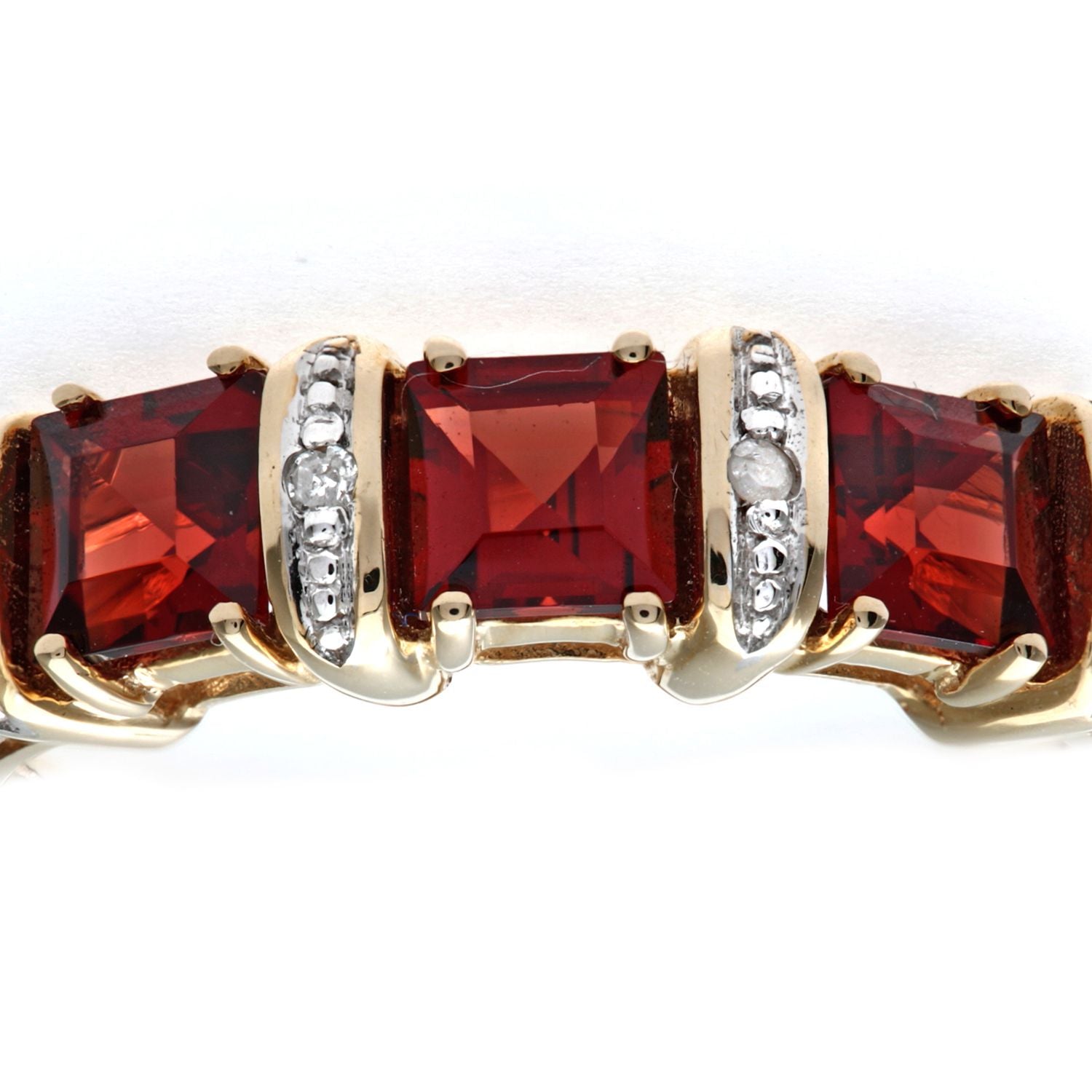 9ct Gold  2pts Diamond 1.36ct Garnet Eternity Trilogy Ring - PR0AXL1810YGT