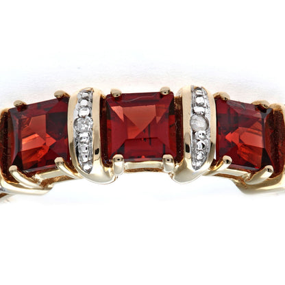 9ct Gold  2pts Diamond 1.36ct Garnet Eternity Trilogy Ring - PR0AXL1810YGT