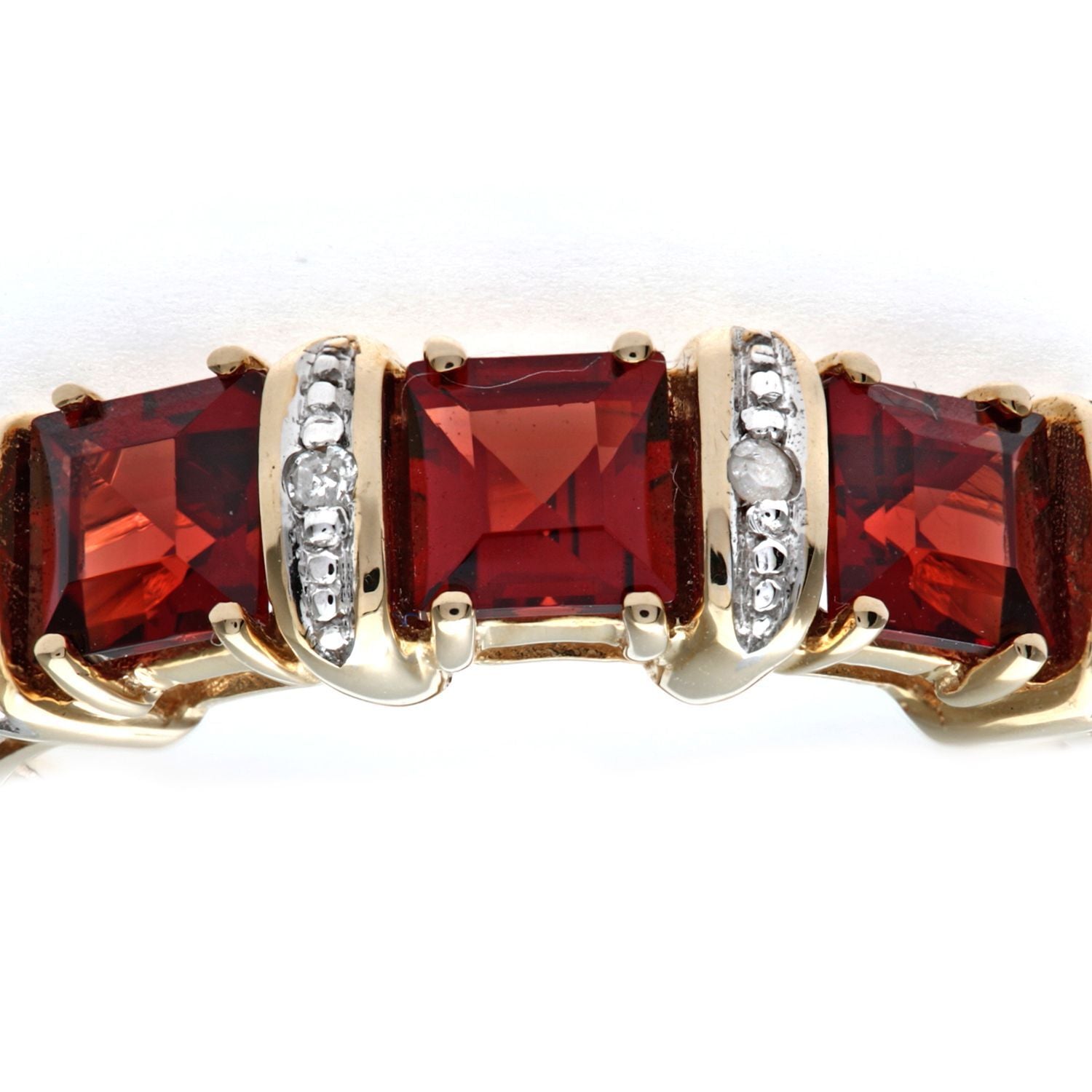 9ct Gold  2pts Diamond 1.36ct Garnet Eternity Trilogy Ring - PR0AXL1810YGT