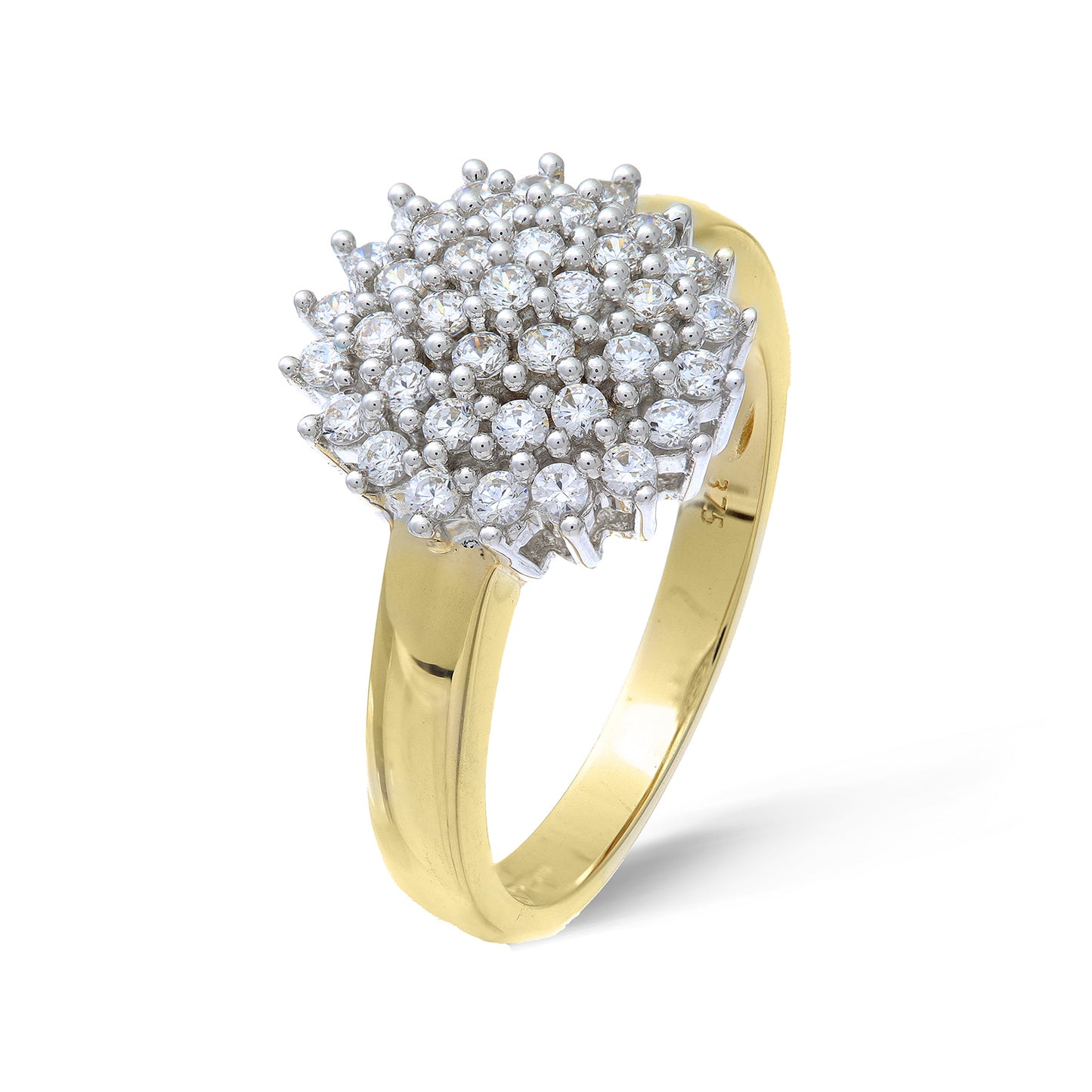 9ct Gold  Round 1/2ct Diamond 4 Tier Wedding Cake Cluster Ring - PR0AXL2307YDIA