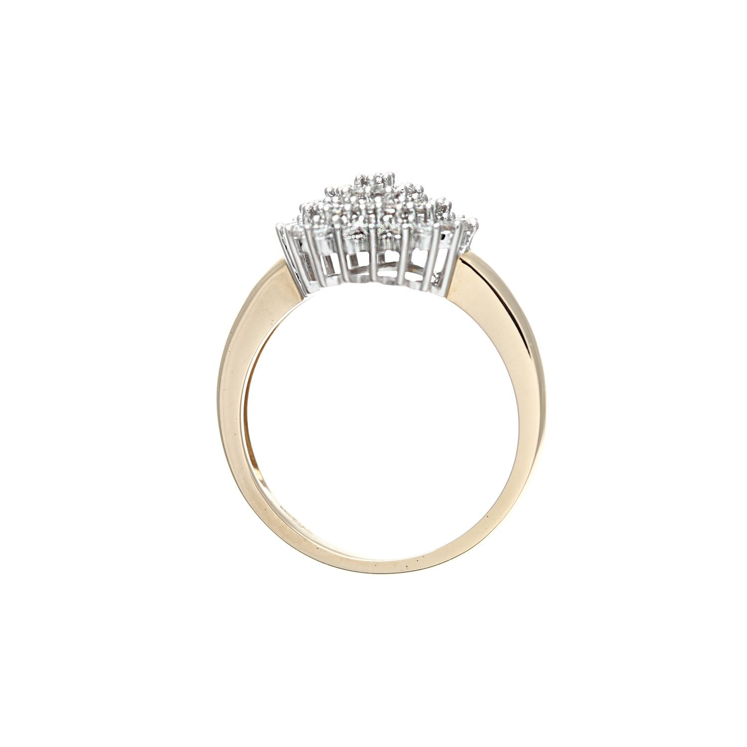 9ct Gold  Round 1/2ct Diamond 4 Tier Wedding Cake Cluster Ring - PR0AXL2307YDIA