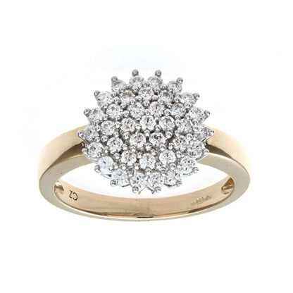 9ct Gold  Round 1/2ct Diamond 4 Tier Wedding Cake Cluster Ring - PR0AXL2307YDIA
