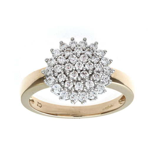 9ct Gold  Round 1/2ct Diamond 4 Tier Wedding Cake Cluster Ring - PR0AXL2307YDIA