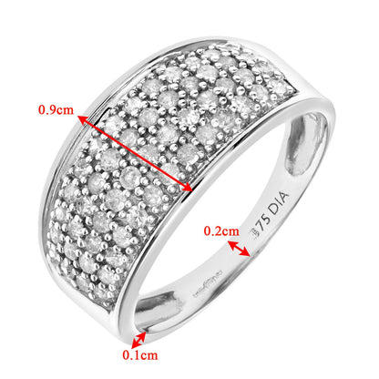 9ct White Gold  Round 1/2ct Diamond 4 Row Bombay Eternity Ring 7mm - PR0AXL2316W