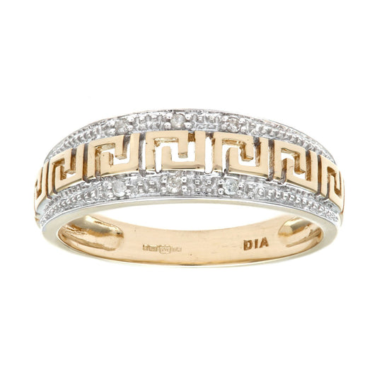 9ct Gold Round 3pts Diamond Greek Key Eternity Ring 2.5mm - PR0AXL2320Y