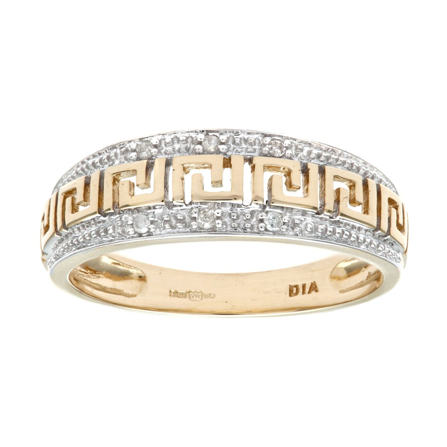 9ct Gold  Round 3pts Diamond Greek Key Eternity Ring 2.5mm - PR0AXL2320Y