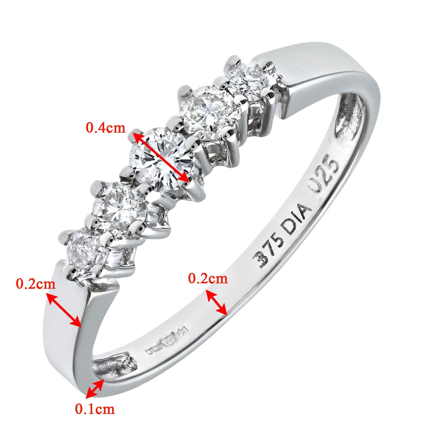9ct White Gold  1/4ct Diamond Semi-Tension Style Eternity Ring 2mm - PR0AXL2707W