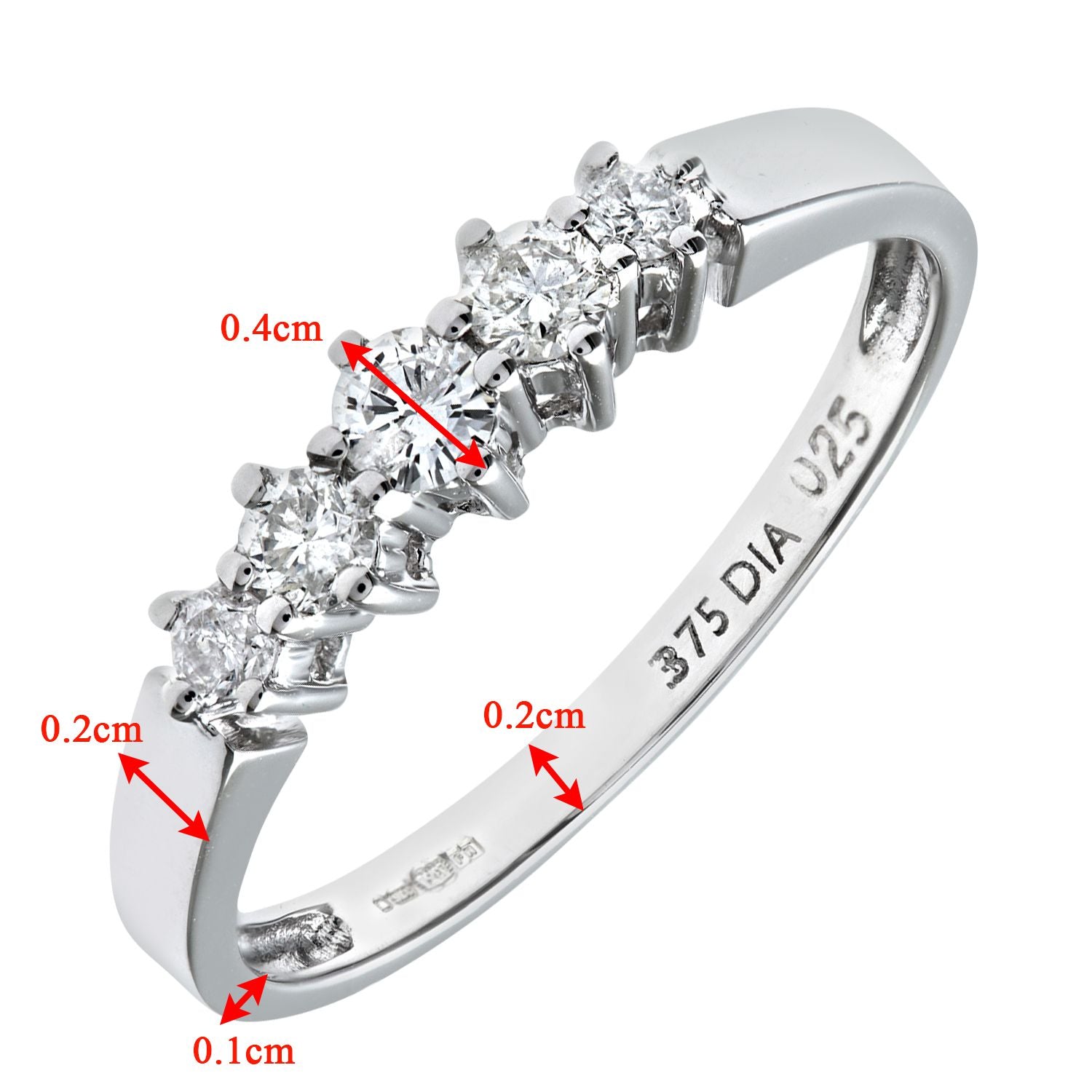 9ct White Gold  1/4ct Diamond Semi-Tension Style Eternity Ring 2mm - PR0AXL2707W