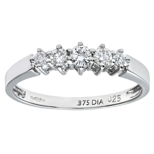 9ct White Gold  1/4ct Diamond Semi-Tension Style Eternity Ring 2mm - PR0AXL2707W