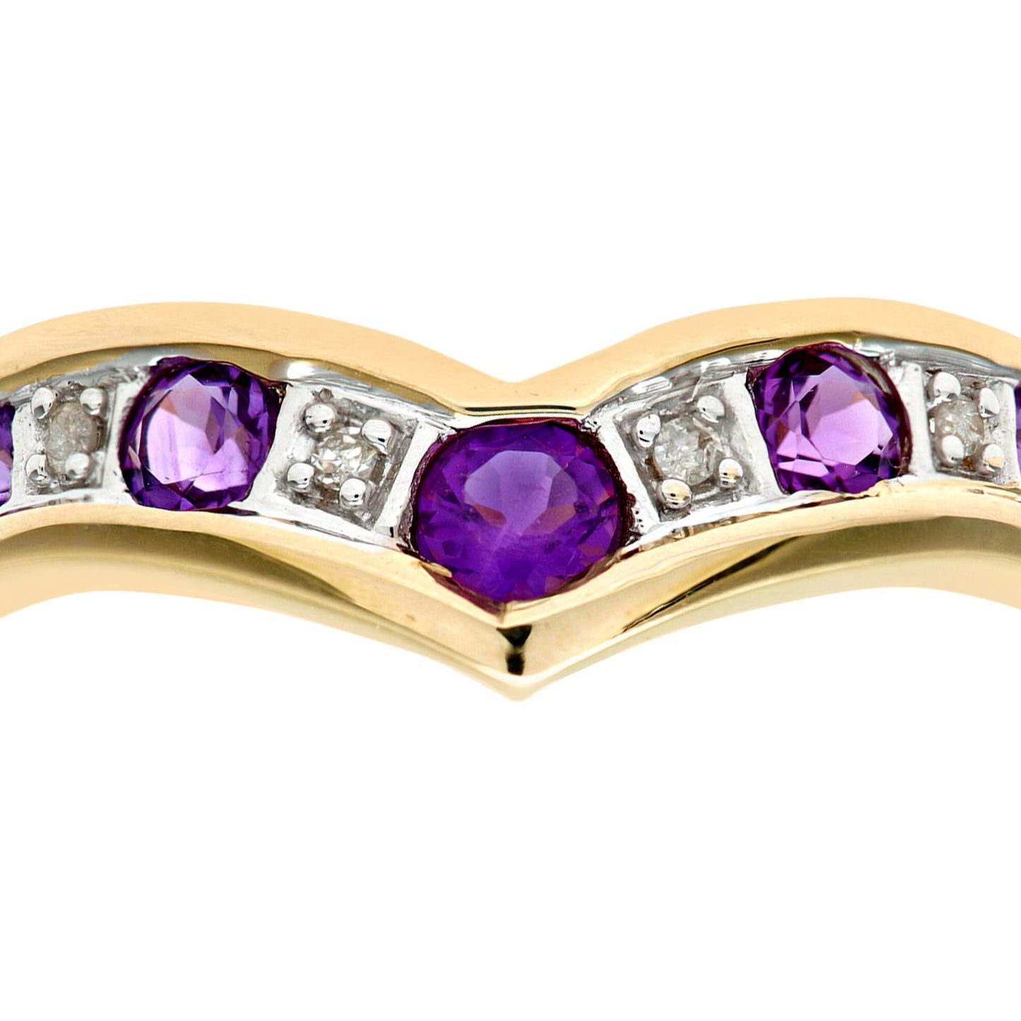 9ct Gold  2pts Diamond 0.46ct Amethyst Channel Wishbone Ring 2mm - PR0AXL3026YAM