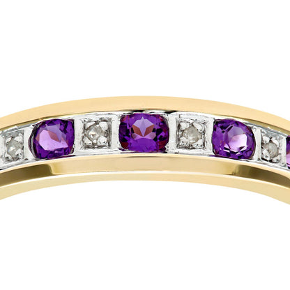 9ct Gold  2pts Diamond 0.38ct Amethyst Channel Eternity Ring 2mm - PR0AXL3027YAM