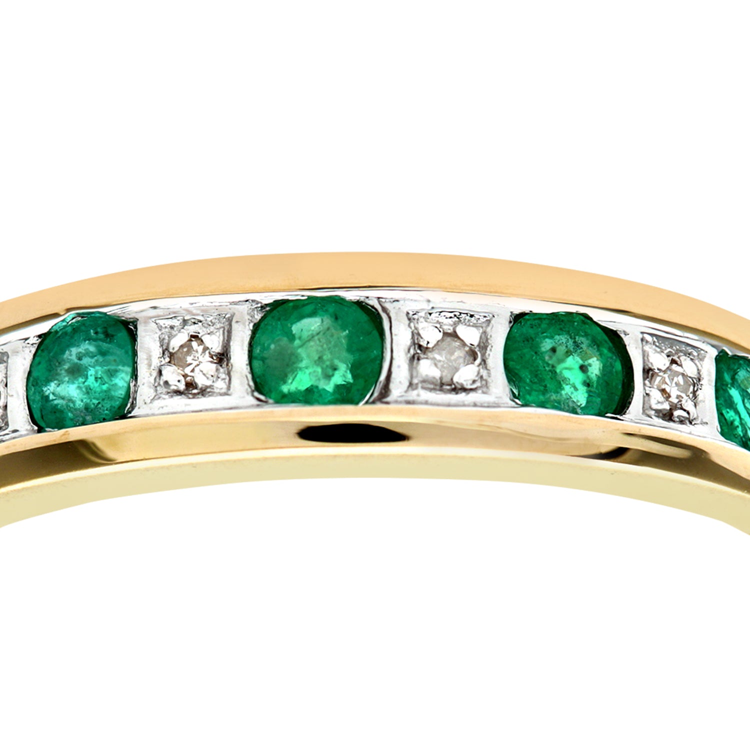 9ct Gold  2pts Diamond 0.29ct Emerald Channel Eternity Ring 2mm - PR0AXL3027YEM