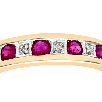 9ct Gold  2pts Diamond 0.38ct Ruby Channel Eternity Ring 2mm - PR0AXL3027YRU