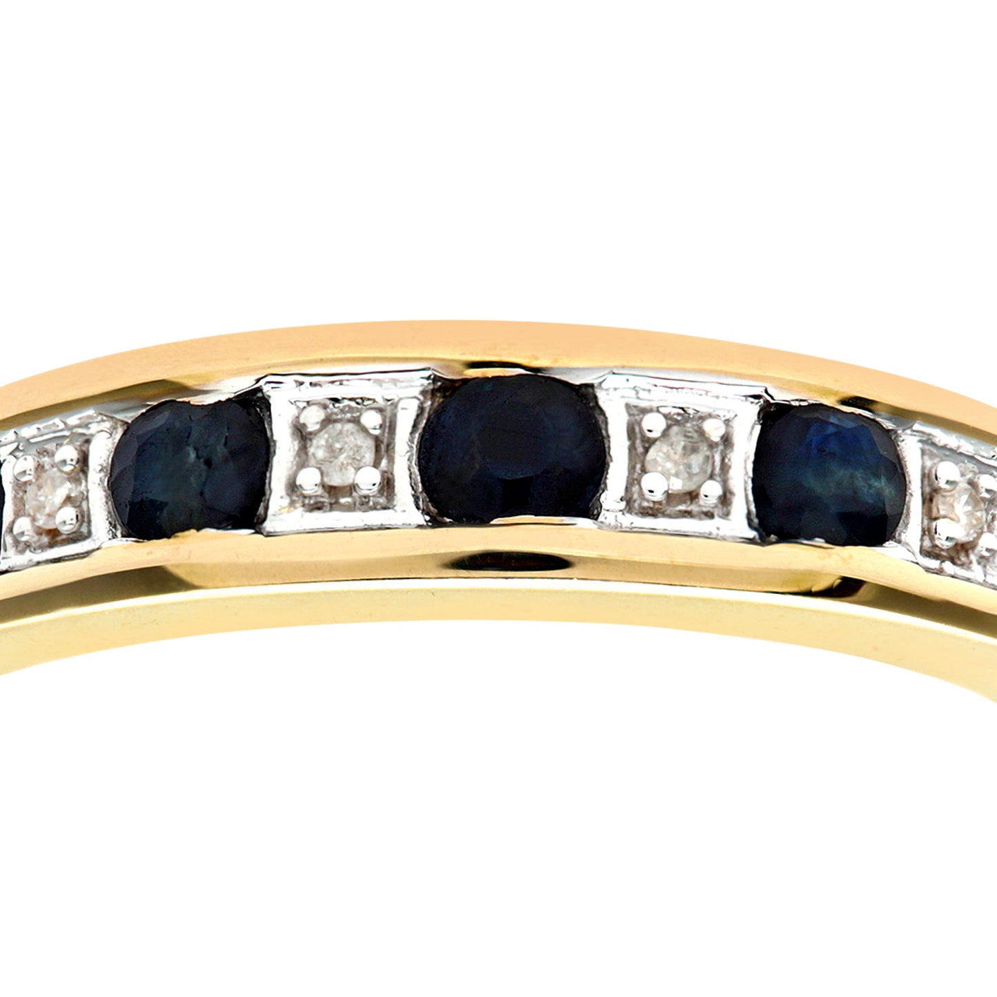 9ct Gold  2pts Diamond 0.38ct Sapphire Channel Eternity Ring 2mm - PR0AXL3027YSA