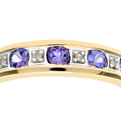 9ct Gold  2pts Diamond 1/3ct Tanzanite Channel Eternity Ring 2.5mm - PR0AXL3027YTanz