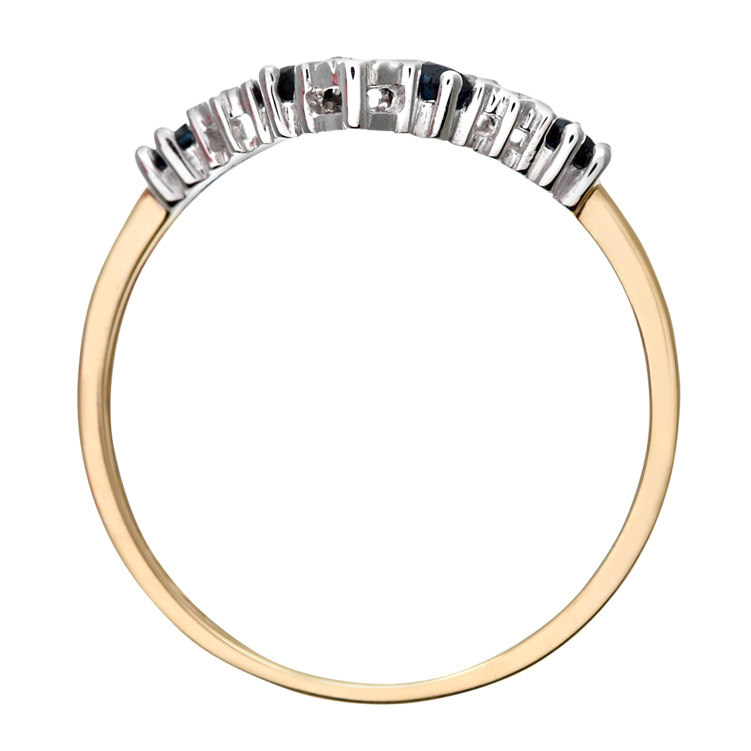 9ct Gold  2pts Diamond 0.4ct Sapphire Star Set Wishbone Ring 1.5mm - PR0AXL3165YSA