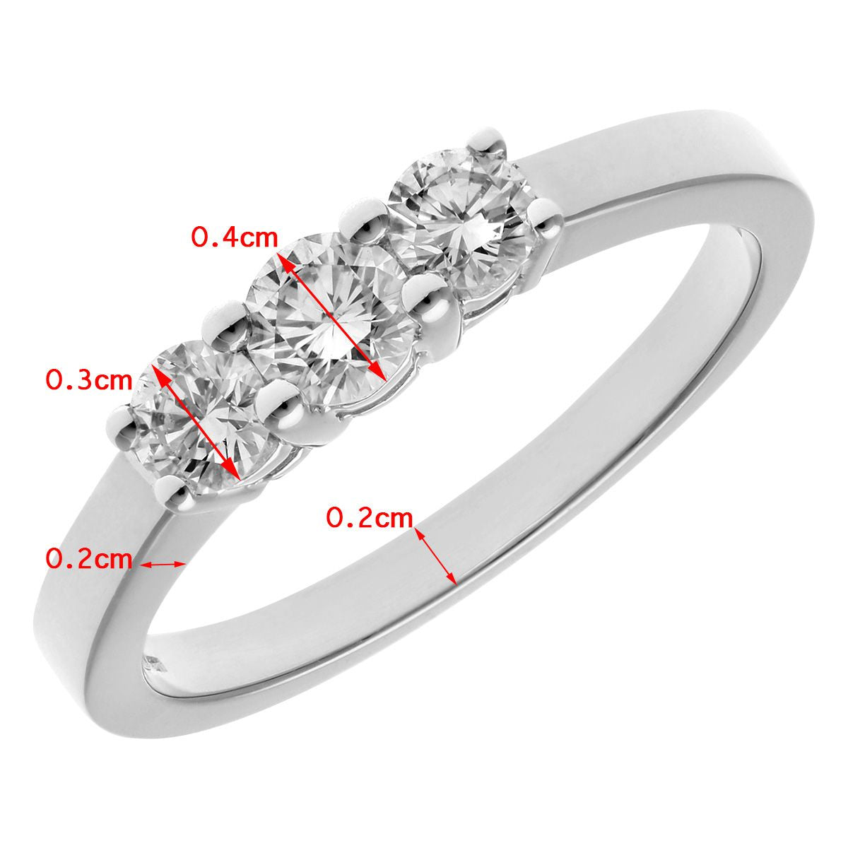 Platinum  Round 1/2ct Diamond Shared Claws Graduated Trilogy Ring - PR0AXL3525PTHSI