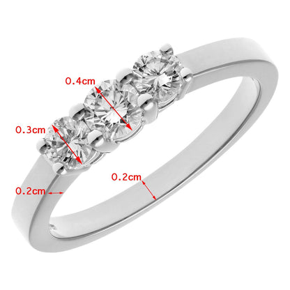 Platinum  Round 1/2ct Diamond Shared Claws Graduated Trilogy Ring - PR0AXL3525PTHSI