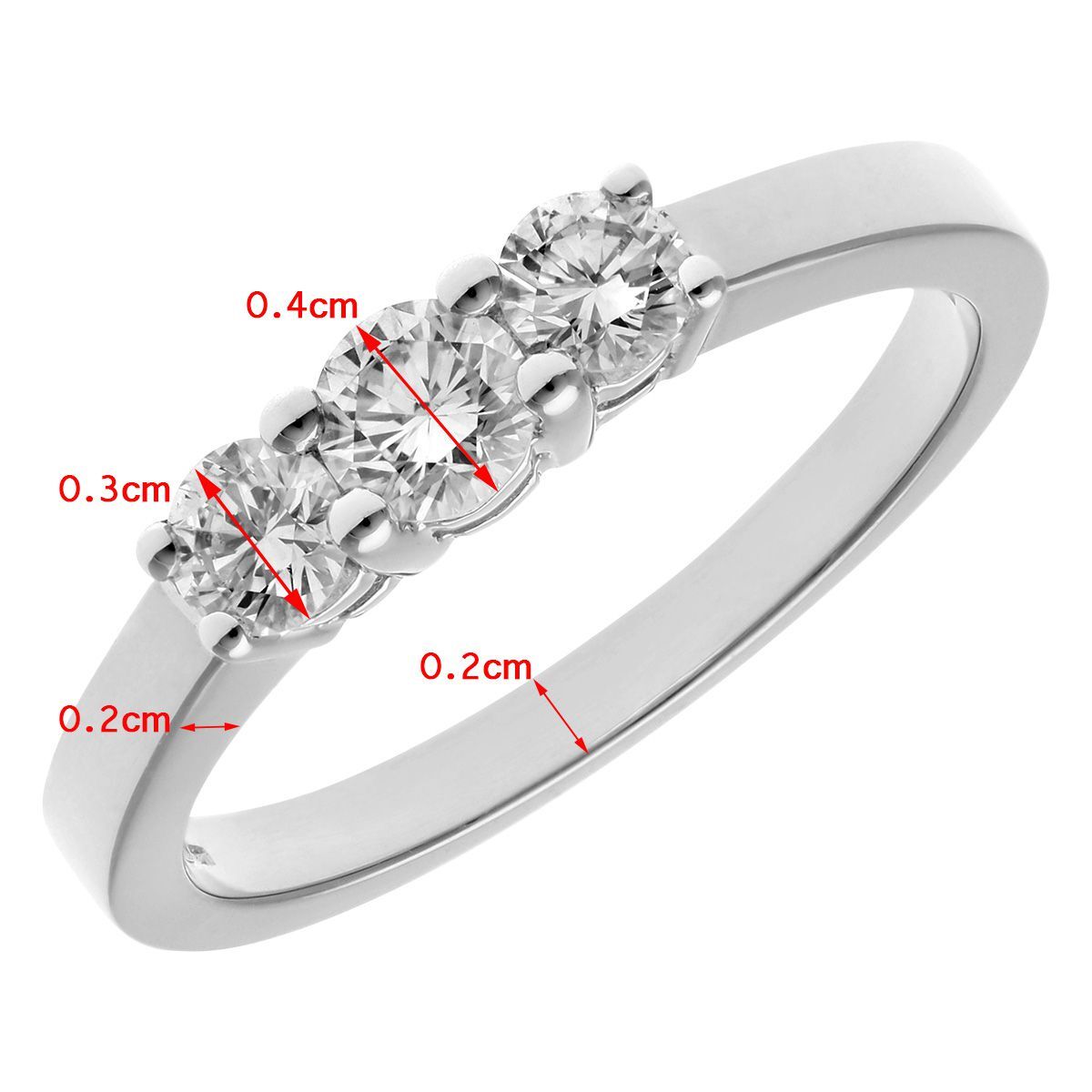 Platinum  Round 1/2ct Diamond Shared Claws Graduated Trilogy Ring - PR0AXL3525PTJPK