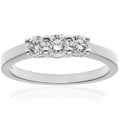 Platinum  Round 1/2ct Diamond Shared Claws Graduated Trilogy Ring - PR0AXL3525PTJPK