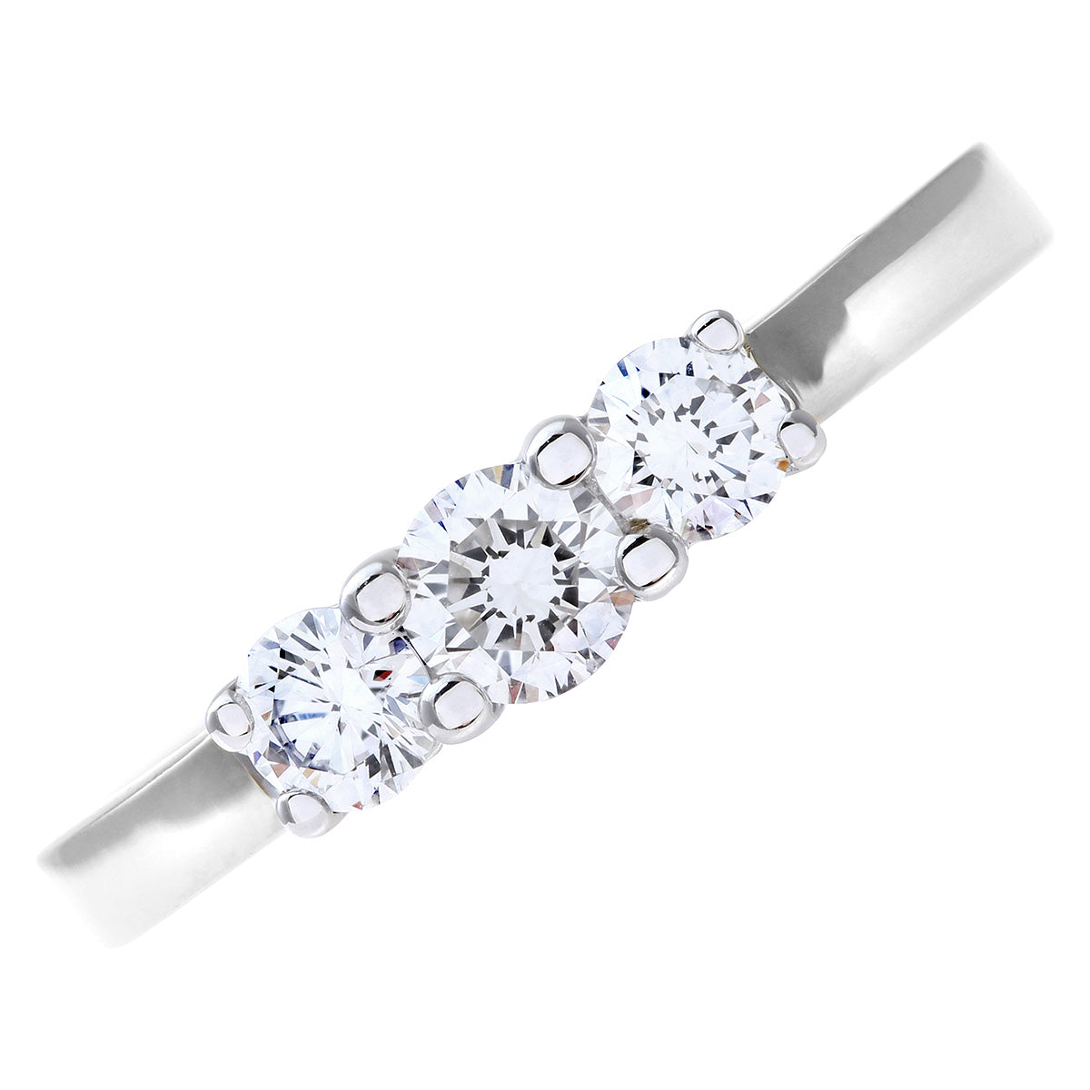 18ct White Gold  1/2ct Diamond Shared Claws Graduated Trilogy Ring - PR0AXL3525W18HSI