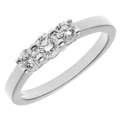 18ct White Gold  1/2ct Diamond Shared Claws Graduated Trilogy Ring - PR0AXL3525W18JPK