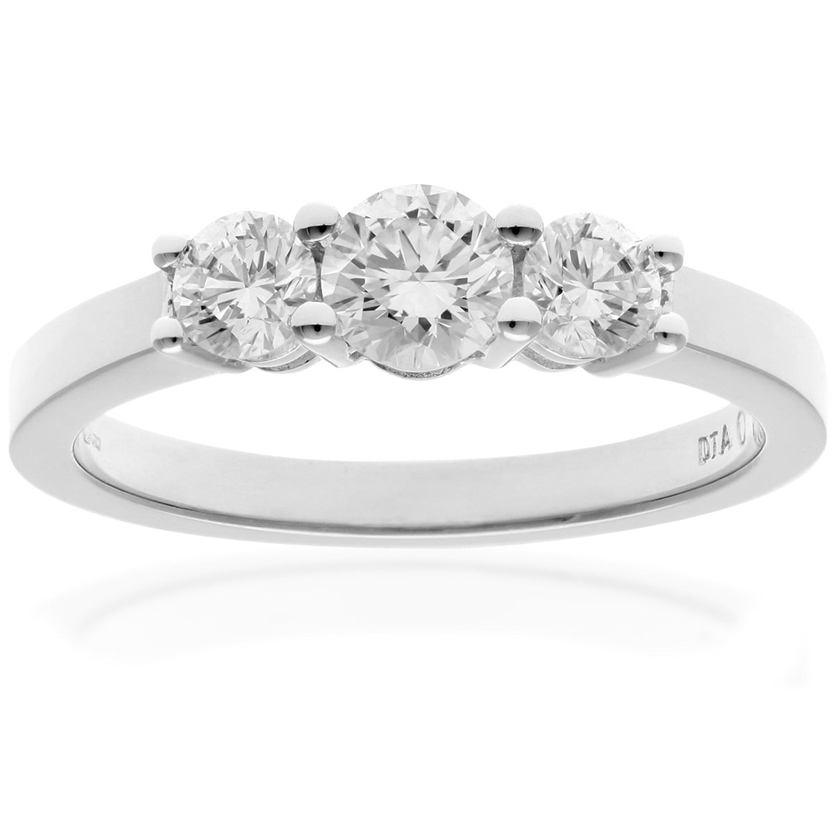 Platinum  Round 3/4ct Diamond Shared Claws Graduated Trilogy Ring - PR0AXL3526PTJPK