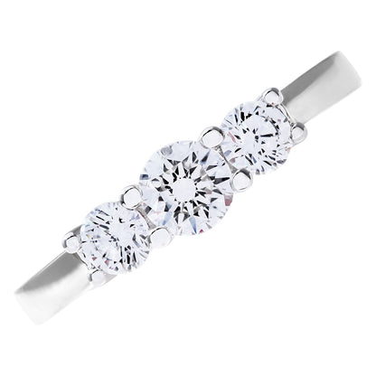 18ct White Gold  3/4ct Diamond Shared Claws Graduated Trilogy Ring - PR0AXL3526W18HSI