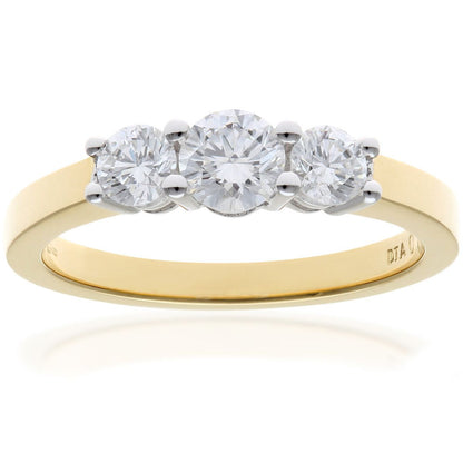 18ct Gold  Round 3/4ct Diamond Shared Claws Graduated Trilogy Ring - PR0AXL3526Y18HSI