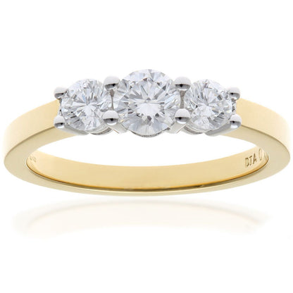 18ct Gold  Round 3/4ct Diamond Shared Claws Graduated Trilogy Ring - PR0AXL3526Y18JPK