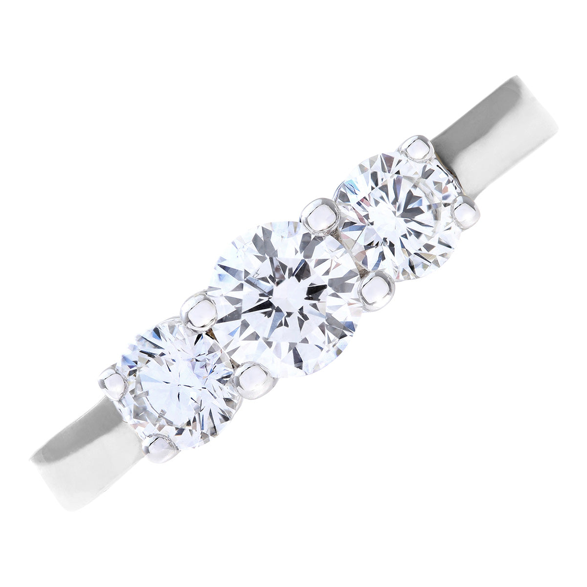 Platinum  Round 1ct Diamond Shared Claws Graduated Trilogy Ring - PR0AXL3527PTHSI